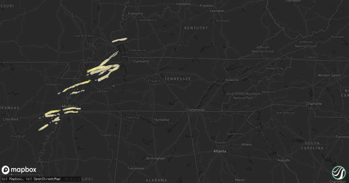 Hail map in Tennessee on April 7, 2024