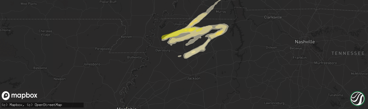Hail map in Trenton, TN on April 7, 2024