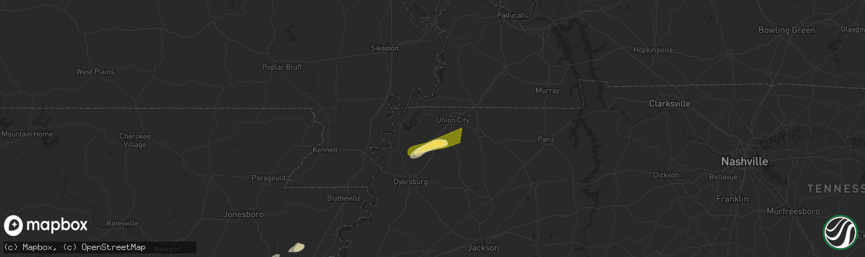 Hail map in Troy, TN on April 7, 2024