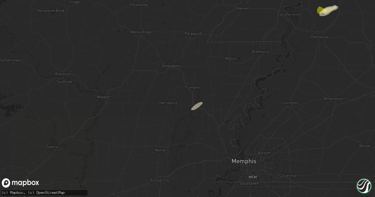 Hail map in Trumann, AR on April 7, 2024