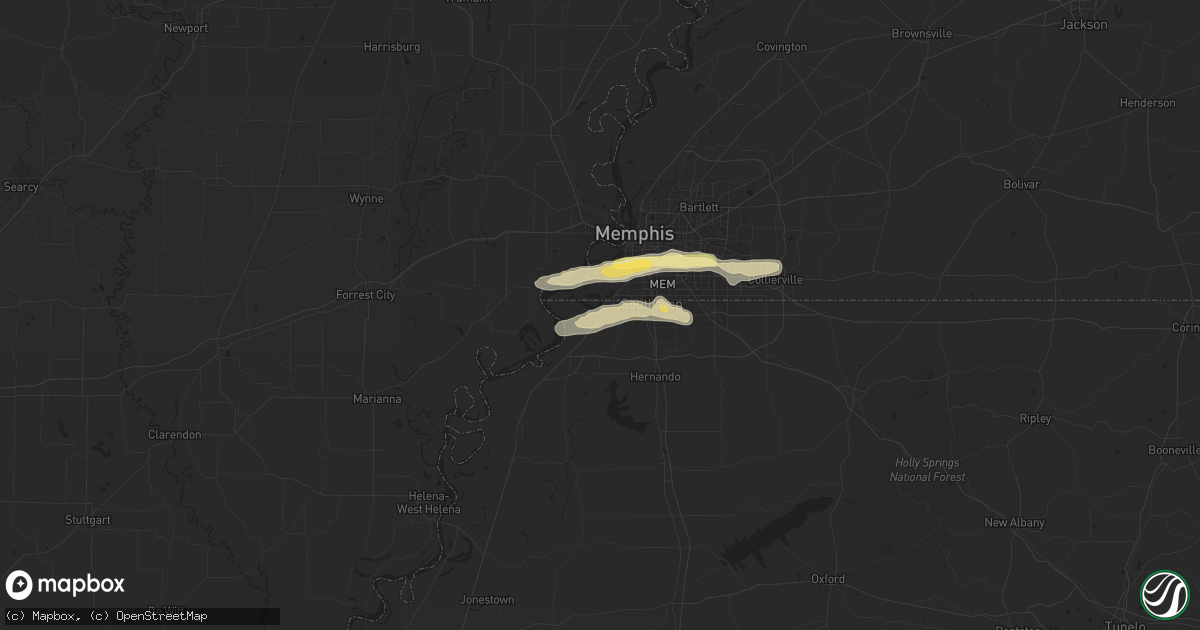 Hail map in Walls, MS on April 7, 2024