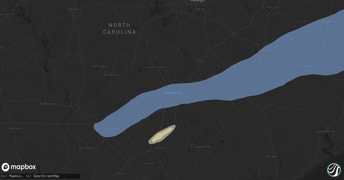 Hail map in Fayetteville, NC on April 7, 2025