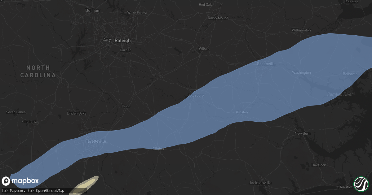 Hail map in Goldsboro, NC on April 7, 2025