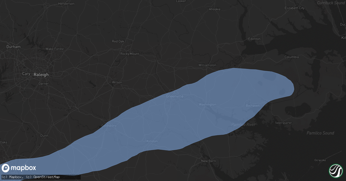 Hail map in Greenville, NC on April 7, 2025