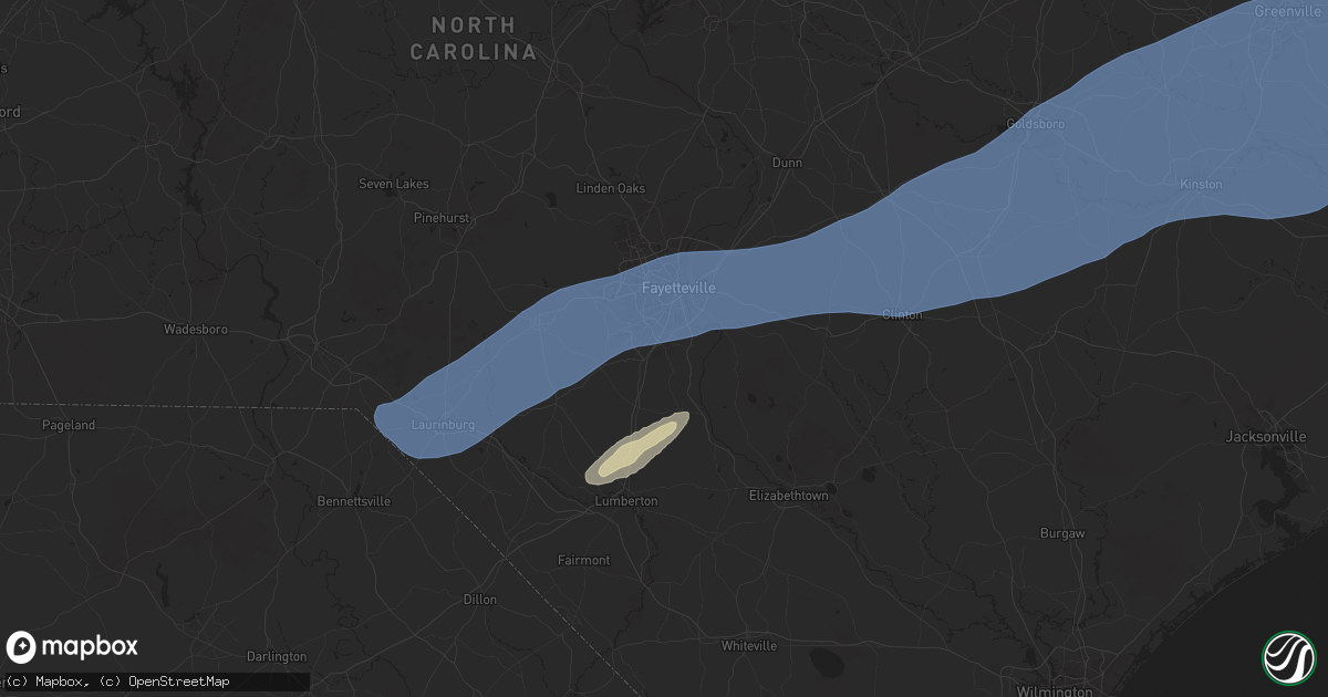 Hail map in Hope Mills, NC on April 7, 2025