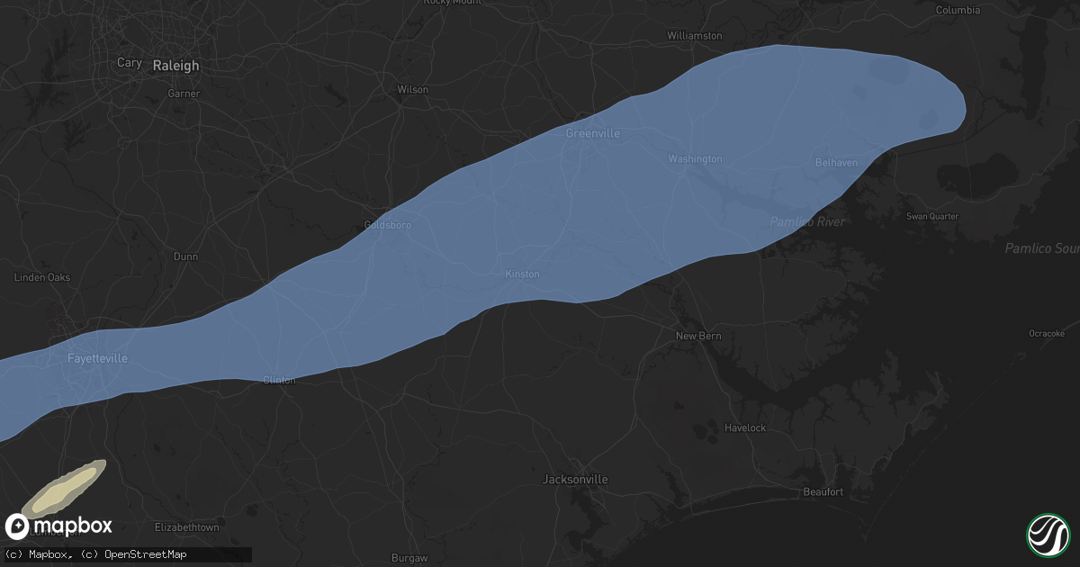 Hail map in Kinston, NC on April 7, 2025