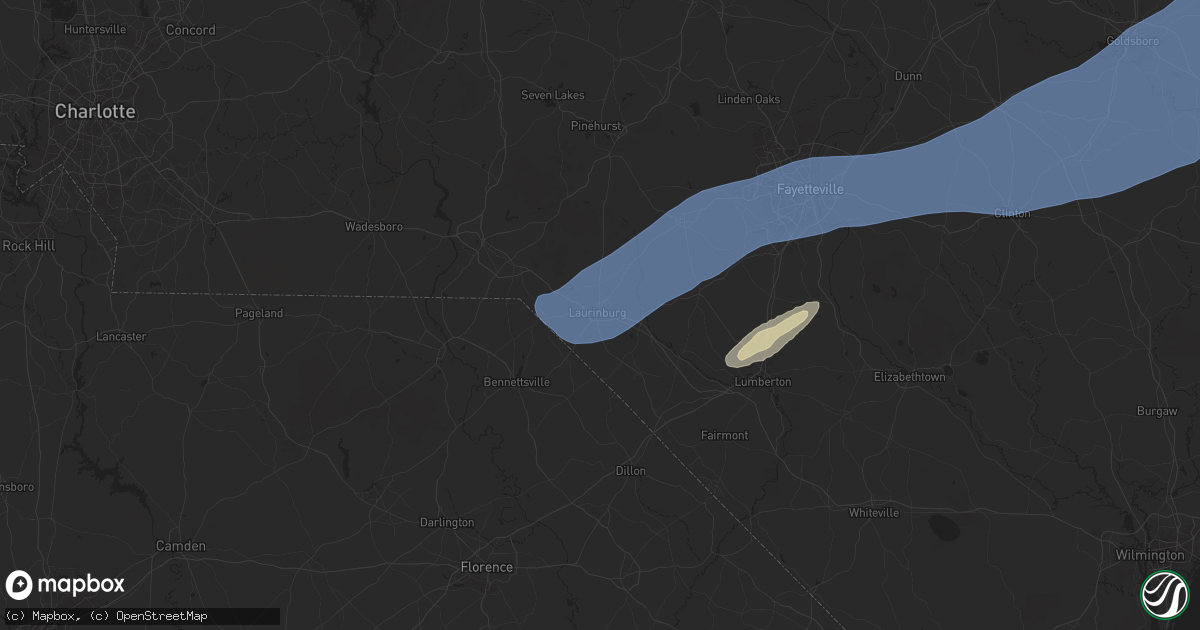 Hail map in Laurinburg, NC on April 7, 2025