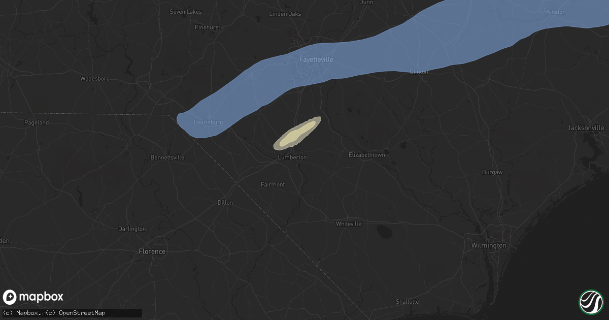 Hail map in Lumberton, NC on April 7, 2025