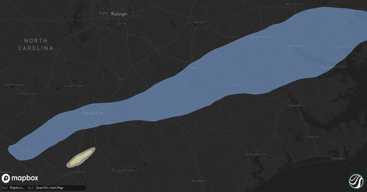 Hail map in Mount Olive, NC on April 7, 2025