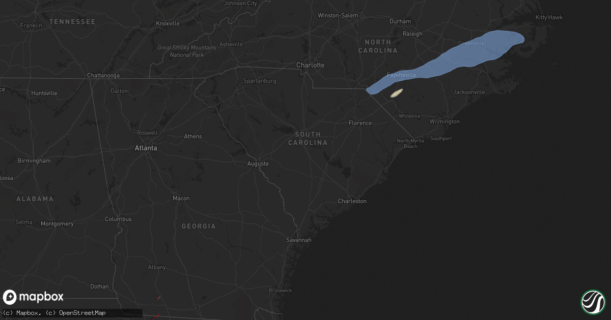 Hail map in South Carolina on April 7, 2025