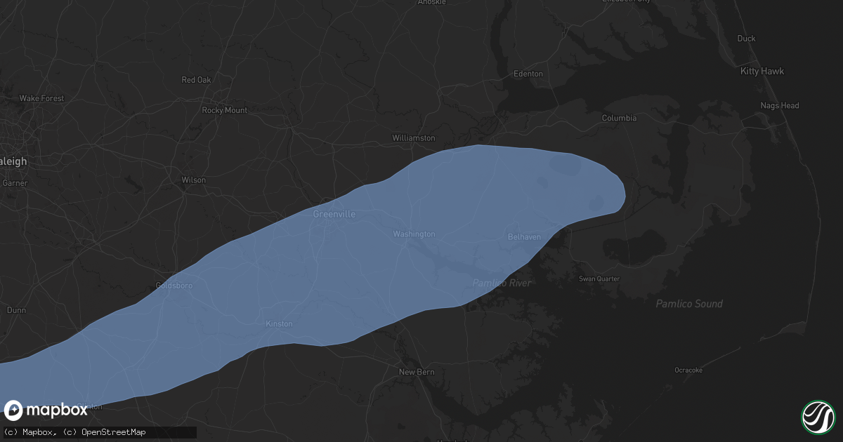 Hail map in Washington, NC on April 7, 2025