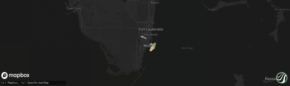 Hail map in Hialeah, FL on April 7, 2026