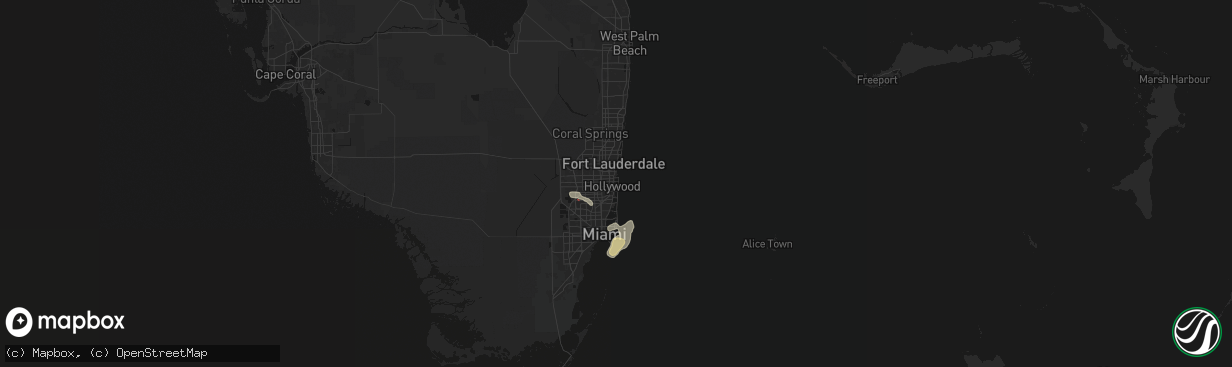 Hail map in Hollywood, FL on April 7, 2026