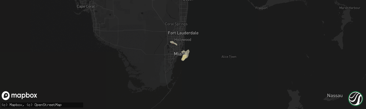 Hail map in Miami Beach, FL on April 7, 2026