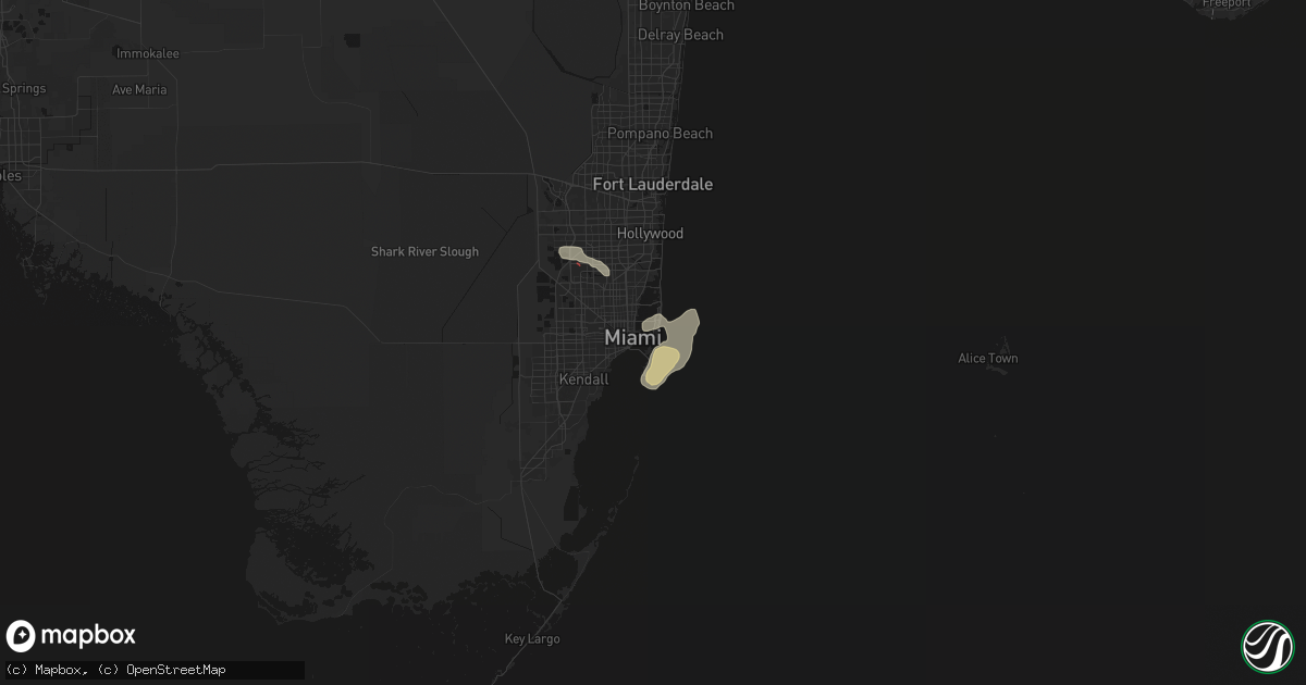 Hail map in Miami Beach, FL on April 7, 2026