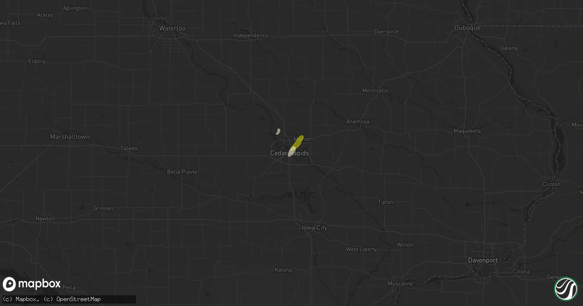 Hail map in Cedar Rapids, IA on April 8, 2013