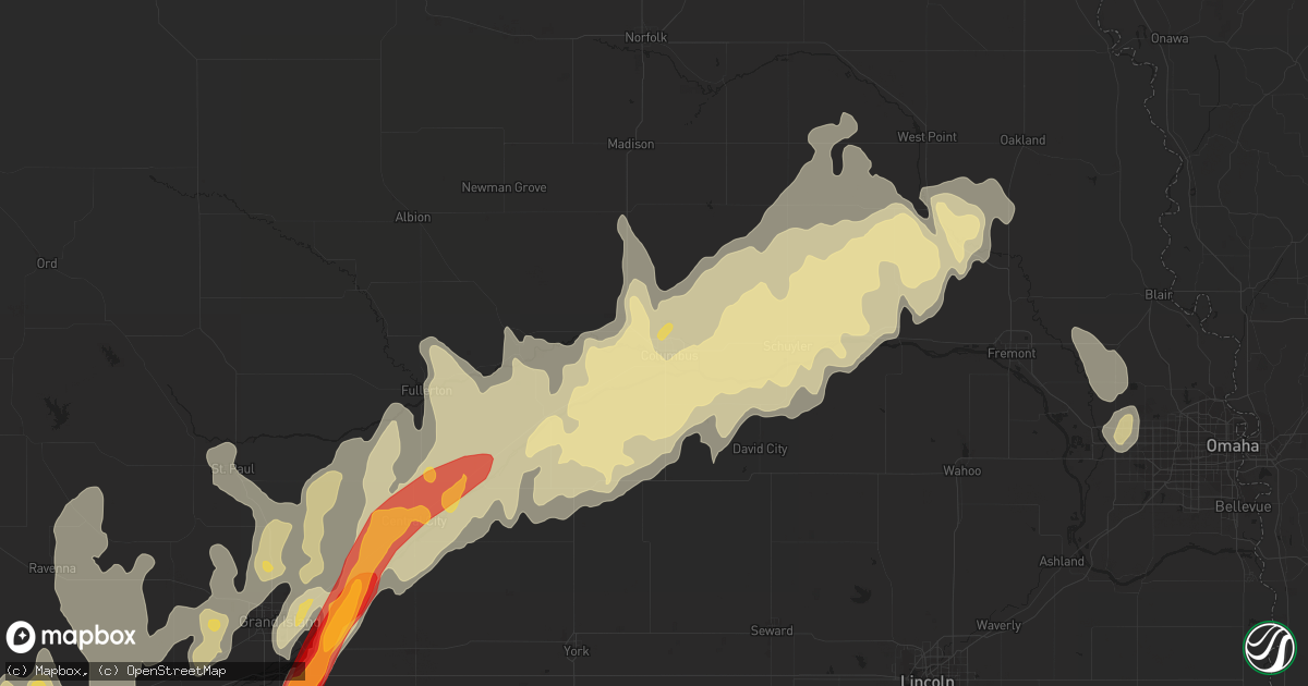 Hail map in Columbus, NE on April 8, 2013