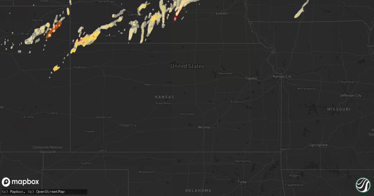 Hail map in Kansas on April 8, 2013