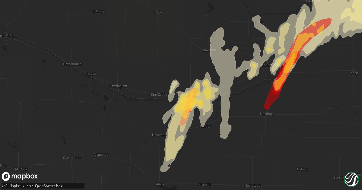 Hail map in Kearney, NE on April 8, 2013