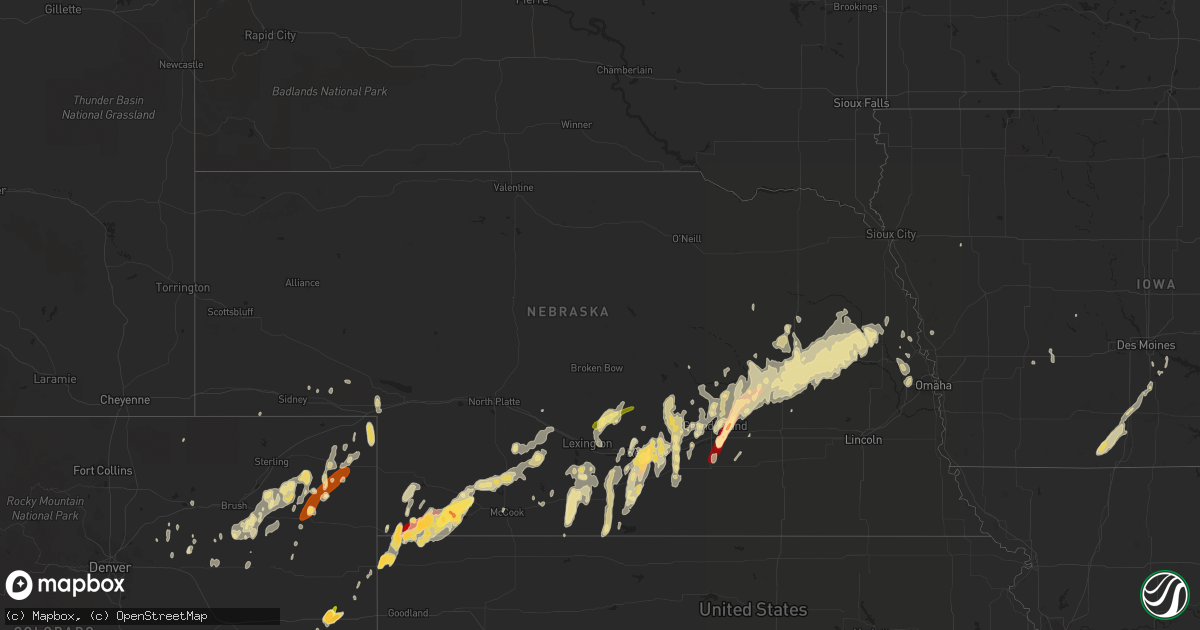 Hail map in Nebraska on April 8, 2013