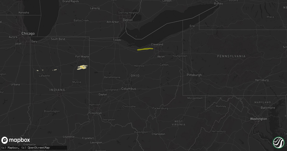 Hail map in Ohio on April 8, 2013