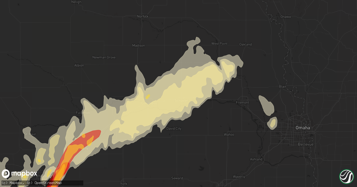 Hail map in Schuyler, NE on April 8, 2013