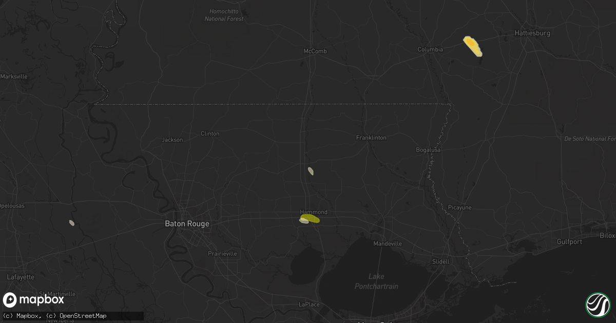 Hail map in Amite, LA on April 8, 2014