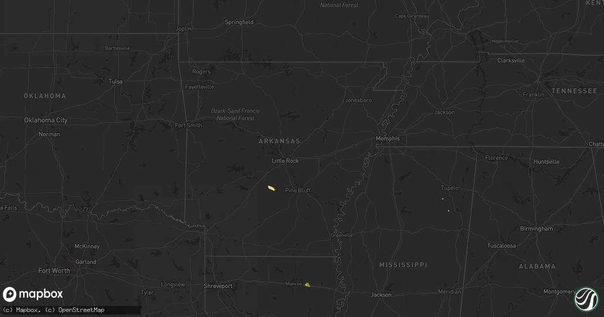 Hail map in Arkansas on April 8, 2014