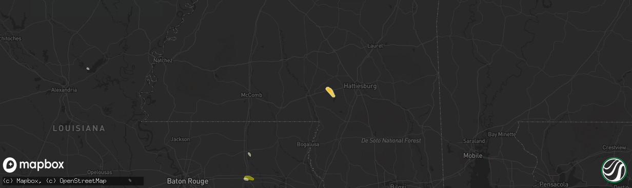 Hail map in Columbia, MS on April 8, 2014