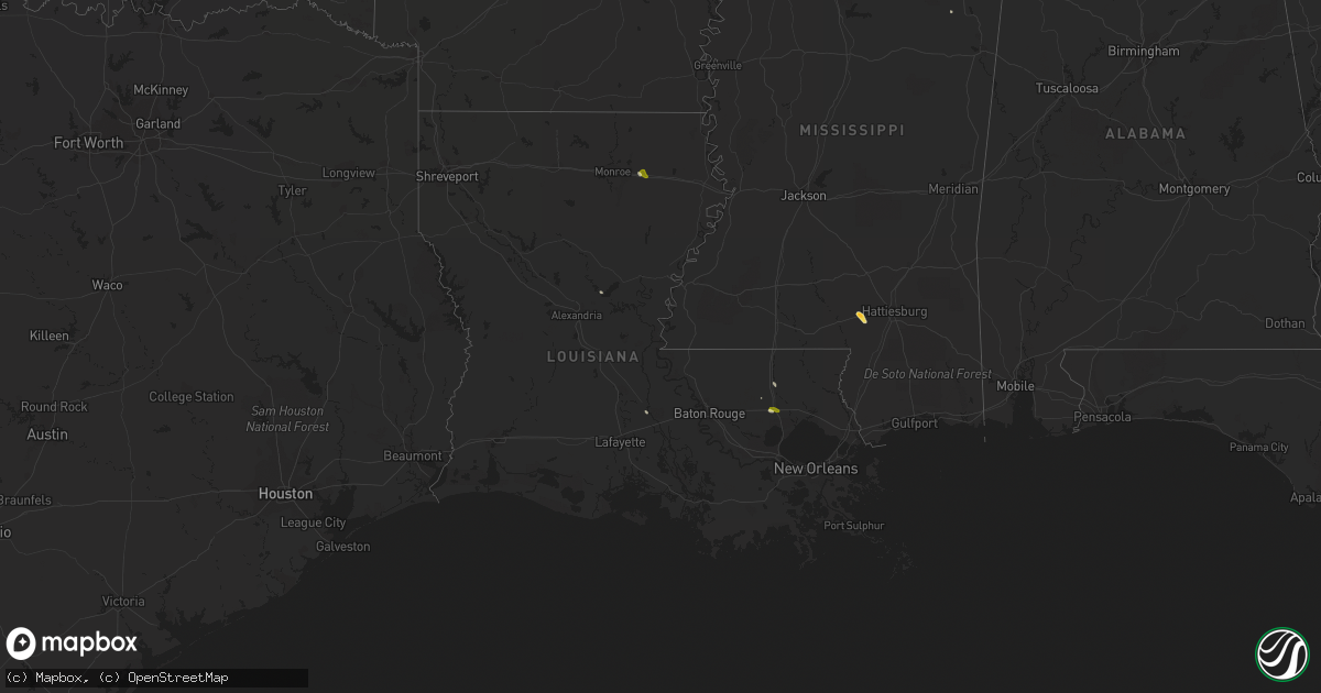 Hail map in Louisiana on April 8, 2014