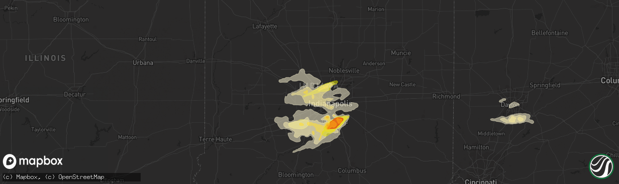 Hail map in Brownsburg, IN on April 8, 2015