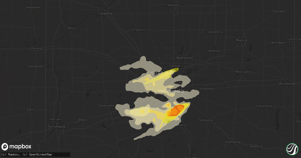 Hail map in Brownsburg, IN on April 8, 2015