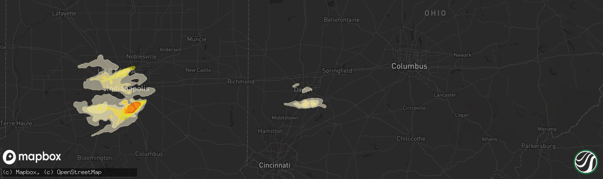 Hail map in Dayton, OH on April 8, 2015