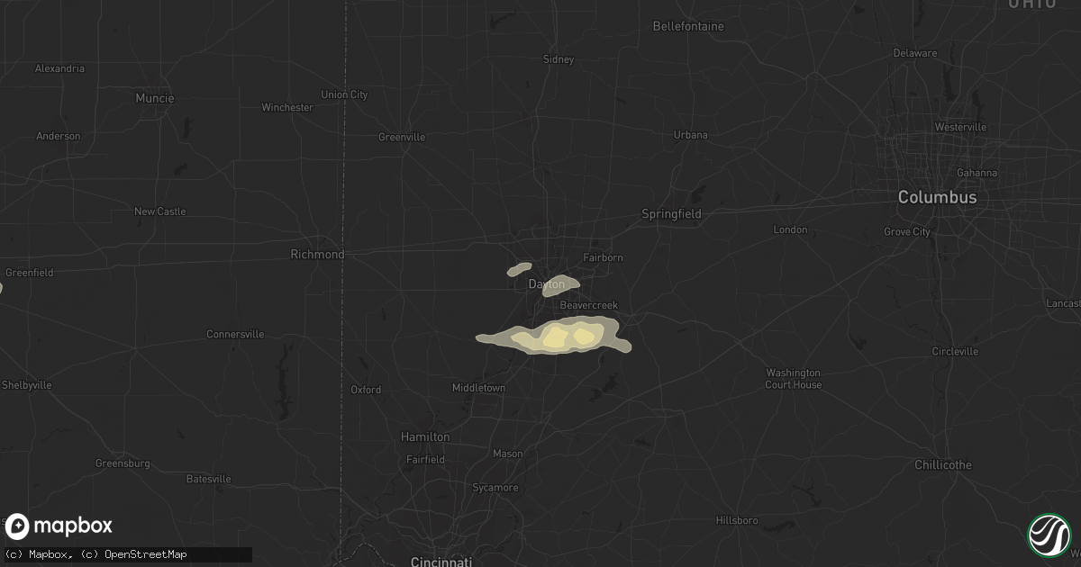 Hail map in Dayton, OH on April 8, 2015
