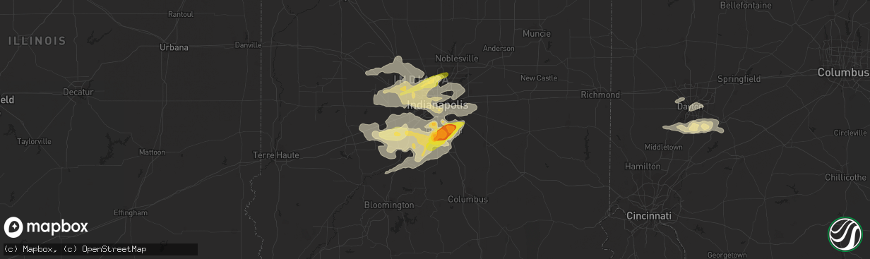 Hail map in Greenwood, IN on April 8, 2015