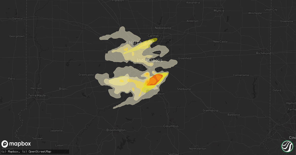 Hail map in Greenwood, IN on April 8, 2015