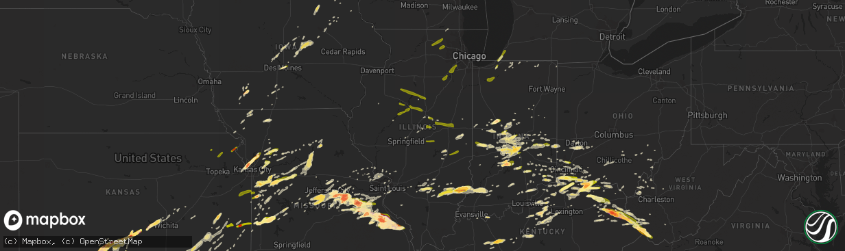 Hail map in Illinois on April 8, 2015