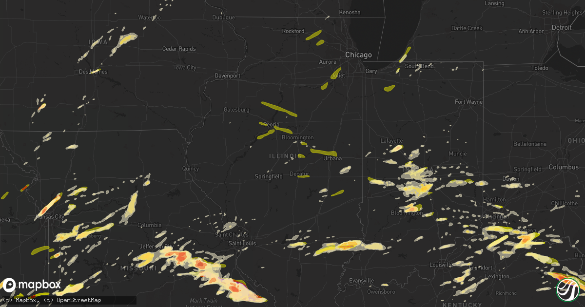 Hail map in Illinois on April 8, 2015