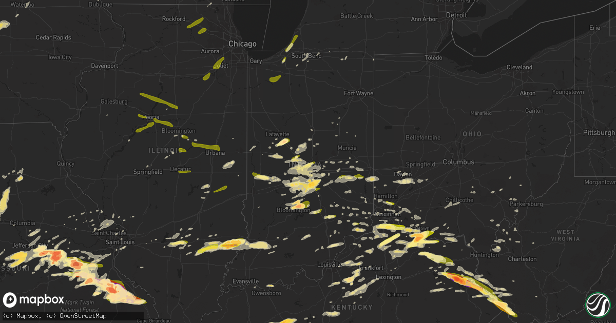 Hail map in Indiana on April 8, 2015
