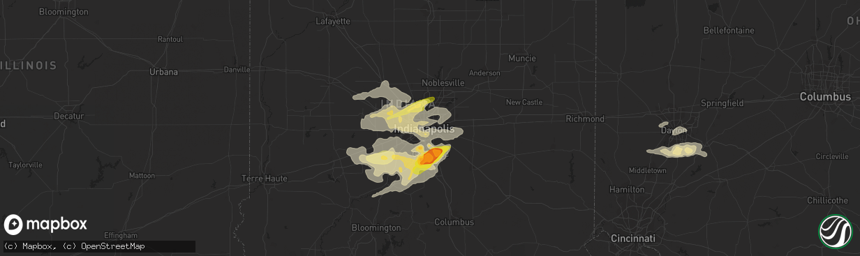 Hail map in Indianapolis, IN on April 8, 2015