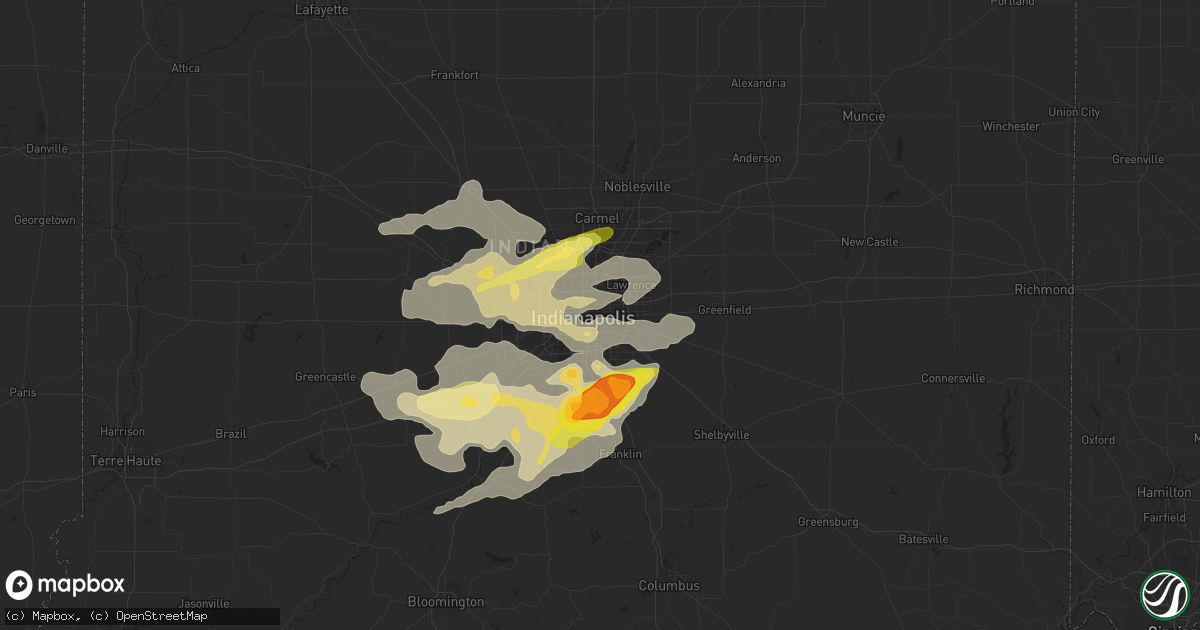Hail map in Indianapolis, IN on April 8, 2015