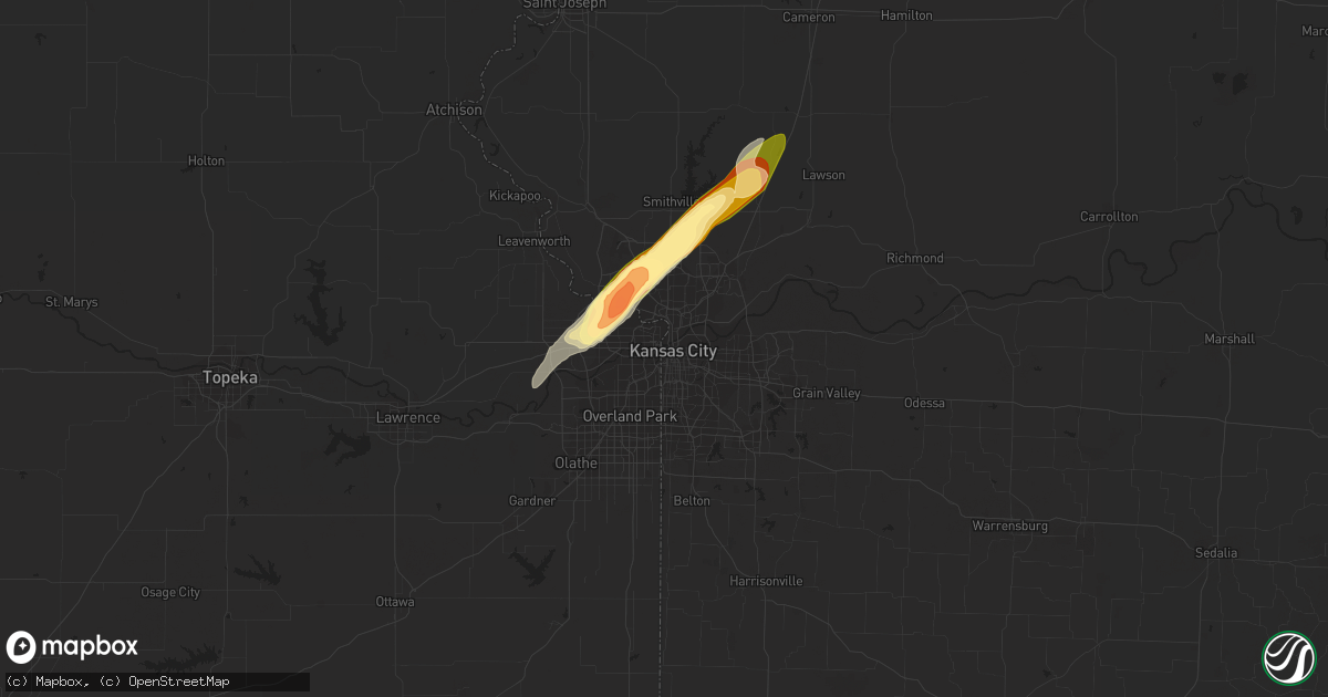 Hail map in Kansas City, MO on April 8, 2015