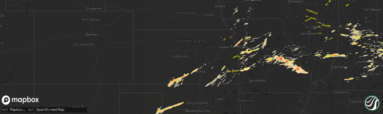 Hail map in Kansas on April 8, 2015