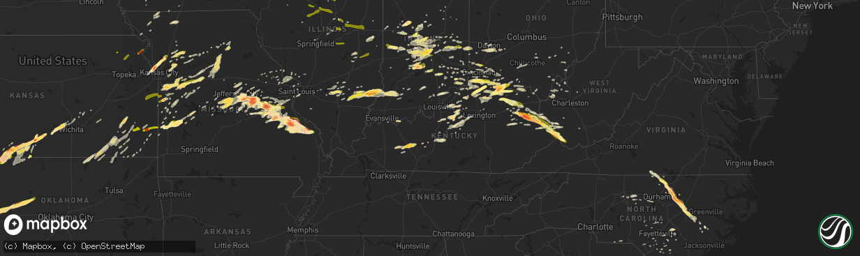 Hail map in Kentucky on April 8, 2015