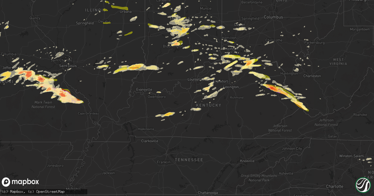 Hail map in Kentucky on April 8, 2015