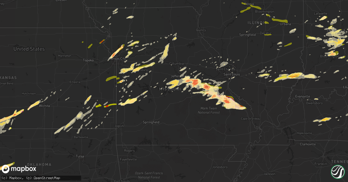 Hail map in Missouri on April 8, 2015