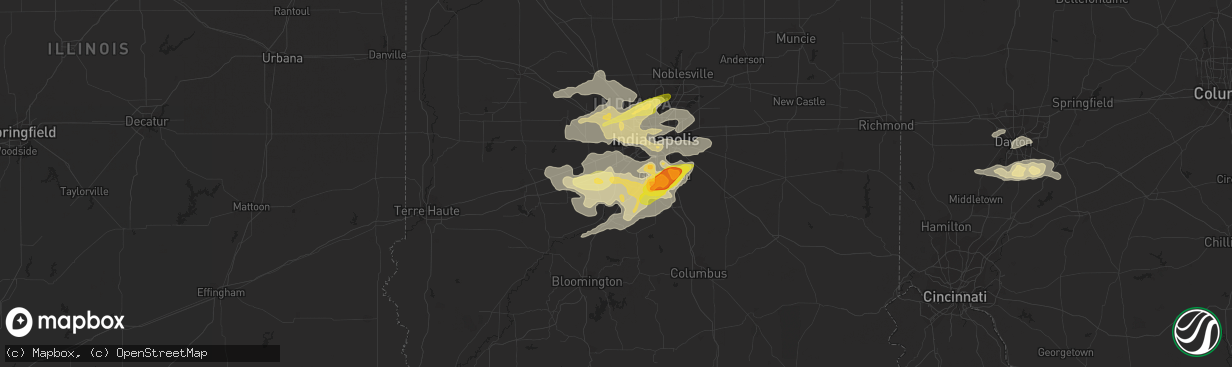 Hail map in Mooresville, IN on April 8, 2015