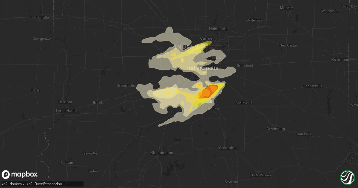 Hail map in Mooresville, IN on April 8, 2015