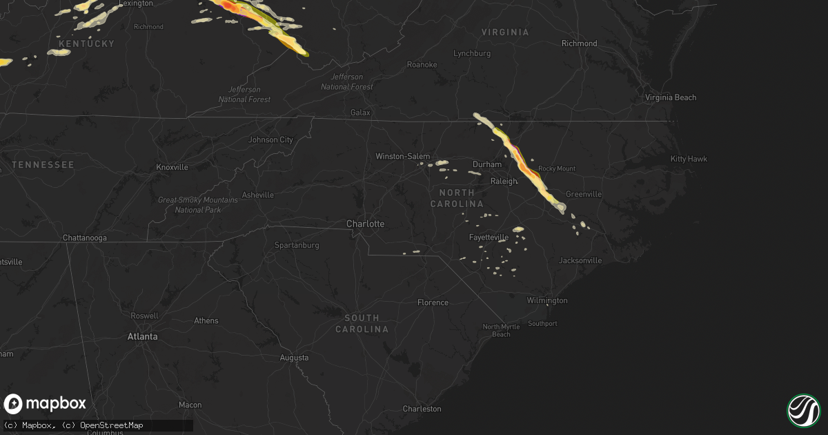 Hail map in North Carolina on April 8, 2015