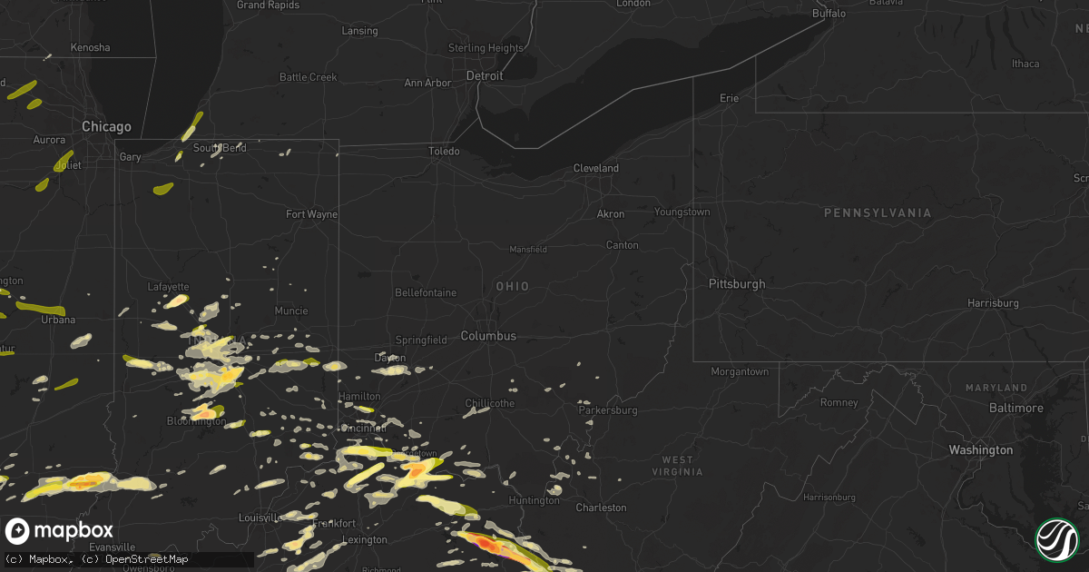 Hail map in Ohio on April 8, 2015